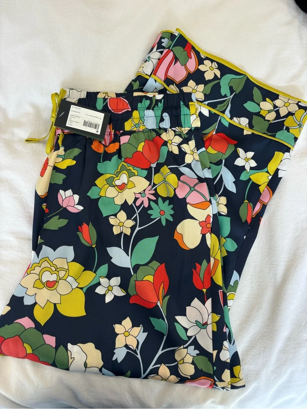 kate spade Flower Bed Twill Navy Floral Wide-Leg Pajama-Style Pants (NWT XL)